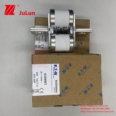 630MMT 690V BUSSMANN Keramik Tembaga Twin Flat Plate Bolt Jenis Sekering 630A Arus Listrik 0,43kg Berat