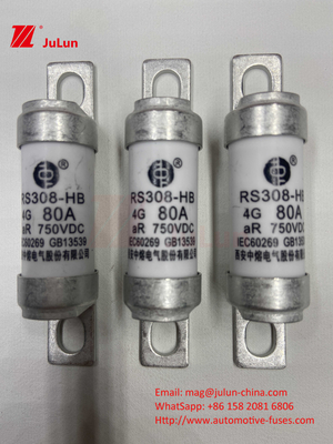 Fuse Keramik Otomotif 750VDC RS308 HB 4G Suhu Tinggi 10A 20A 25A 30A 40A 50A 63A 80A 100A Fuse 750VDC