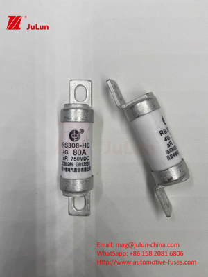 M6 Bolted EV Fuse 750V 80A10A 30A 50A 750VDC EV Fuse Hei Cocok untuk Sistem Traksi EV, Konversi Daya