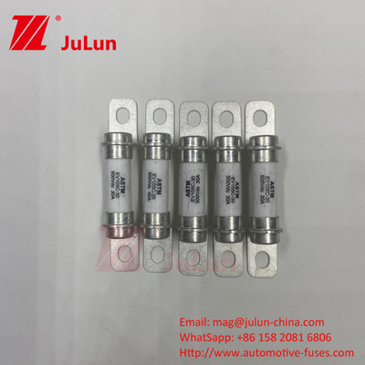 Baterai penyimpanan energi 50A High Break 500VDC Fuse DC Ceramic Tube High Break 30A Perlindungan Keamanan Fuse Kendaraan listrik