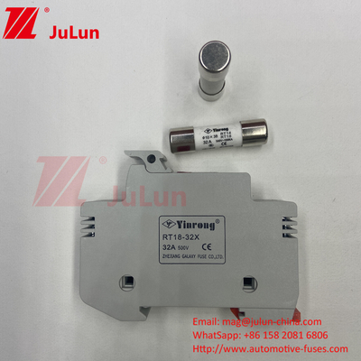 10x38mm 32A Silver Element Solar Fuse Untuk Photovoltaic RT18-32X 10*38mm Cylindrical Fuse Holder Dengan 32A 690V Low