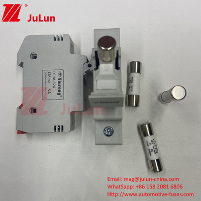 1000VDC 15A Solar PV Fuse Holder Dengan Fuse Solar PV Fuses 6A 10A 15A 20A 25A 30A Tegangan Tinggi Untuk Sistem Surya