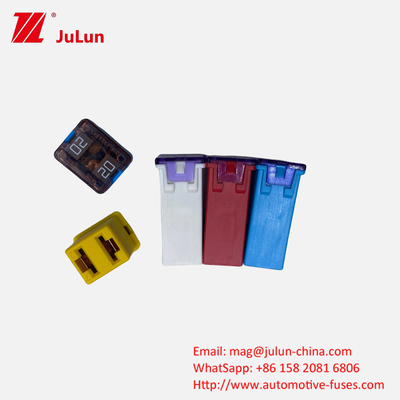 Amp Blade Fuse Keamanan Ditingkatkan LOGO Disesuaikan Untuk Kendaraan Listrik Littel Mobil Square Fuse 32V 58V