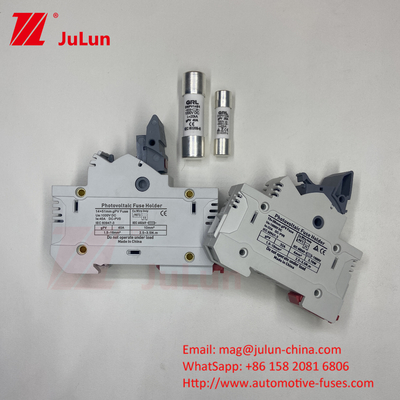 Pemegang Sekring PV Surya Dengan Sekring Keramik Untuk Perlindungan Photovoltaic Basis Sekring Pemegang 14x51MM RT18X-63-2P