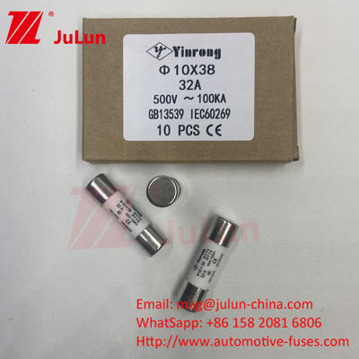 7A 10*38mm AC380V AC500V AC690V AC800V Keramik Solar PV Fuse Untuk Sistem Fotovoltaik