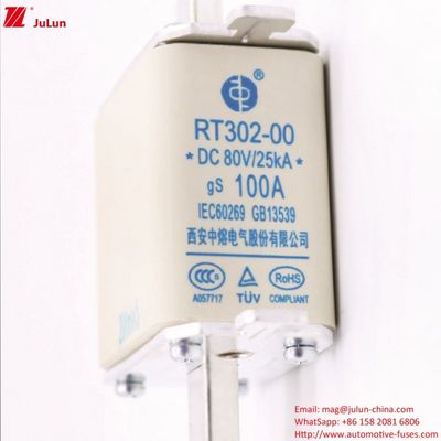 Fuse kendaraan listrik portabel DC80V RT302-00 untuk perlindungan sistem tenaga