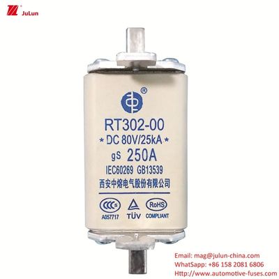 Fuse kendaraan listrik portabel DC80V RT302-00 untuk perlindungan sistem tenaga