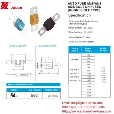 30-200A Fuse mobil persegi untuk Perlindungan Sistem Tenaga Listrik Portable EV Charger Peralatan Audio Mobil