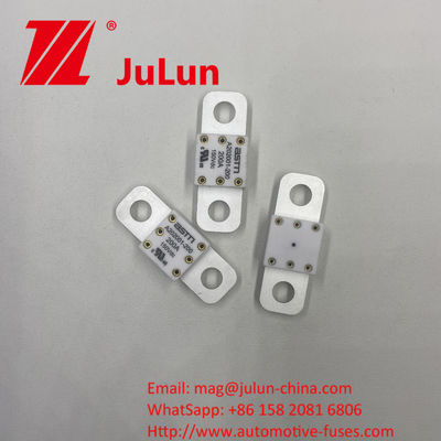 ASTM A202001-100A 150VDC Fuse Keramik Otomotif Ukuran Kecil Rekomendasi Torsi ketat 11-13N·m untuk M8 Perlindungan sirkuit pendek dengan arus tinggi