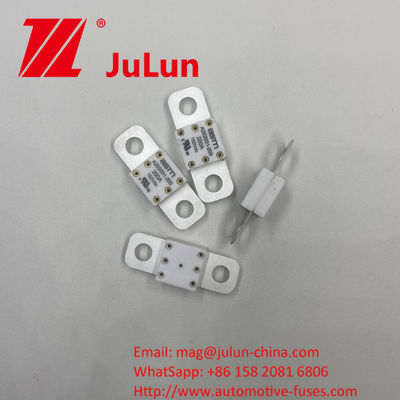 150VDC tegangan nominal Keramik A202001-500A Fuse otomotif dengan jarak lubang 39mm Terbuat dari Tembaga Perak Kuarsa Pasir dan Emas