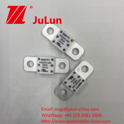 High Current Rating Ceramic A202001-250A 150VDC Fuse Mobil Ukuran Kecil Dengan Bahan Keramik Untuk Perlindungan Sirkuit Singkat