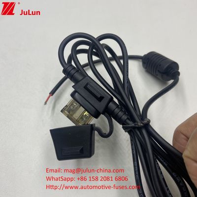 sekring 50A arus maksimum merah 10AWG kawat 280mm total panjang inline pemegang sekring