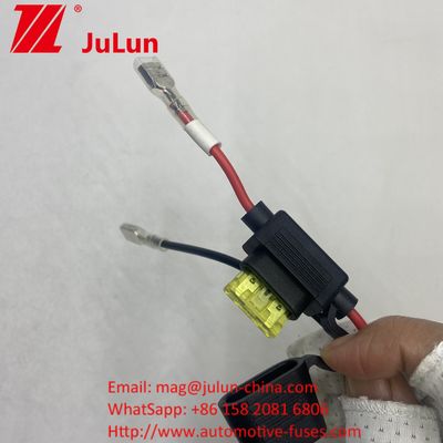 Fuse Holder 8AWG Inline Blade 30A Kabel Lead WireFuse Holder 8AWG Inline Blade Kabel Lead Wire Asli 50 Amp Plug Style Power Connector Untuk 8mm Ring Terminals Asli 50 Amp Plug Style