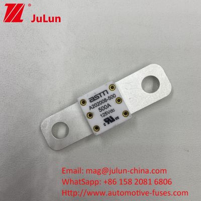 Kapasitas Pemecahan Tinggi 350A 125Vdc EV Fuse Ukuran Kecil Perlindungan Sirkuit Singkat Rating High Current