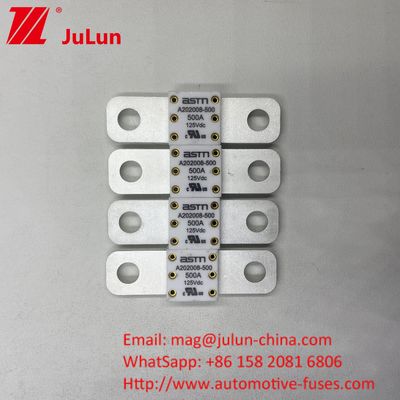 Kapasitas Pemecahan Tinggi 350A 125Vdc EV Fuse Ukuran Kecil Perlindungan Sirkuit Singkat Rating High Current