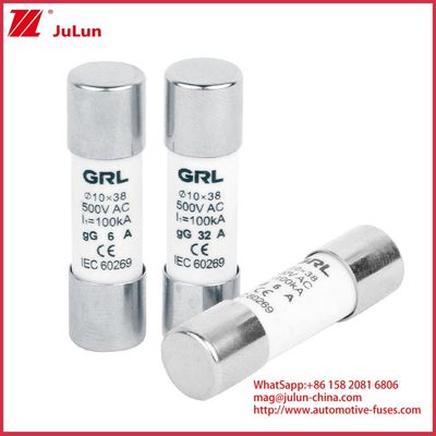 15A 1000VDC Fuse Link Solar GPV DC Fuse 10*38mm 32A Rating Untuk Perlindungan Listrik Dalam Sistem PV Untuk Digunakan Dengan Fuse Housing