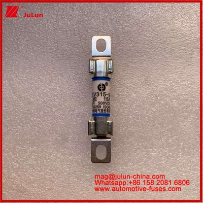 EV Energy 10*38mm Tubular Fuse EV315-M 3E 15A 500VDC Untuk Kendaraan Listrik Pemasangan baut Memenuhi Standar JASO D622