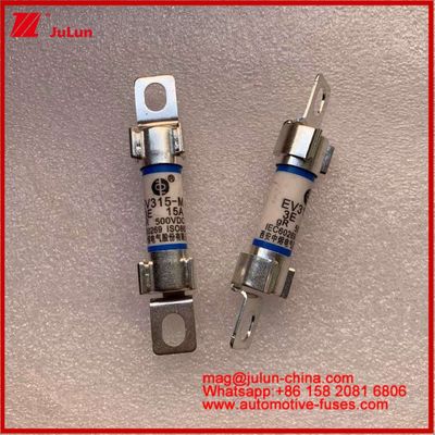EV Energy 10*38mm Tubular Fuse EV315-M 3E 15A 500VDC Untuk Kendaraan Listrik Pemasangan baut Memenuhi Standar JASO D622