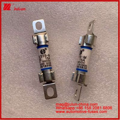 EV Energy 10*38mm Tubular Fuse EV315-M 3E 15A 500VDC Untuk Kendaraan Listrik Pemasangan baut Memenuhi Standar JASO D622