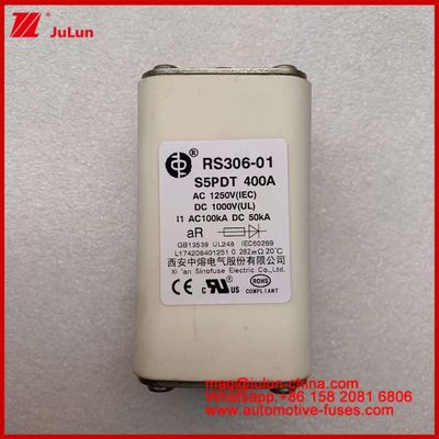 400A AC1250V IEC 100KA DC1000V UL AR Keramik Persegi Mobil Mobil Fuse Perlindungan Sirkuit Untuk Kendaraan Listrik Dan Mobil