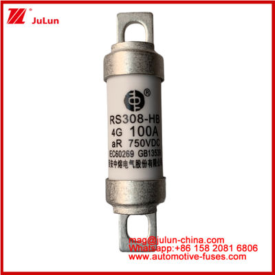 RS308-HB 4G 100A AR 750VDC 50KA Fuse Untuk Perlindungan Sirkuit Otomotif Kinerja Sesuai dengan Desain Tubular Keramik JASO D622