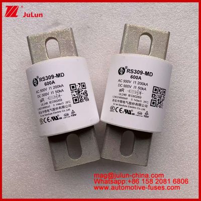 Penggerak Daya Sistem Daya Keramik Auto Fuse RS309-MD 600A 500VAC 200KA 500VDC 50KA AR Kendaraan Listrik Tubular 30-800A