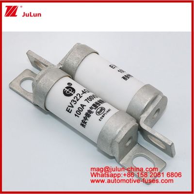 EV322 4GL 100A DC700V EV Atau HEV Kendaraan Listrik Ukuran Kompak Listrik Berkualitas Tinggi Struktur Bolted Fuse Keramik Tubular