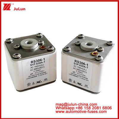 RS306-1 S1P-630A-T AC700 ((UL) Ar AC690V ((IEC) 200KV Square Caremic Fuse EV Atau HEV Traksi Kendaraan Listrik