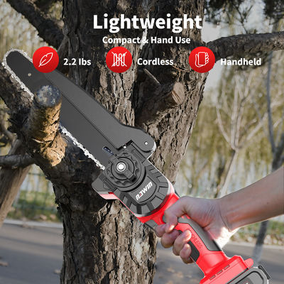 Satu tangan tahan lama 8 inci Kayu Chain Saw Motor Listrik Cordless Efisiensi Kerja Tinggi