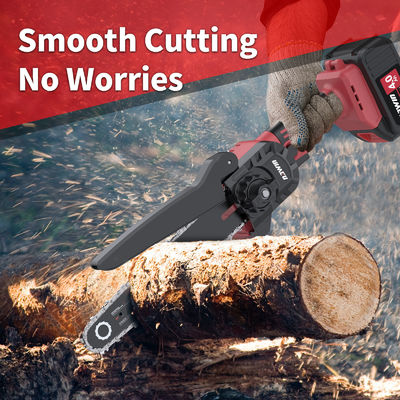 Satu tangan tahan lama 8 inci Kayu Chain Saw Motor Listrik Cordless Efisiensi Kerja Tinggi