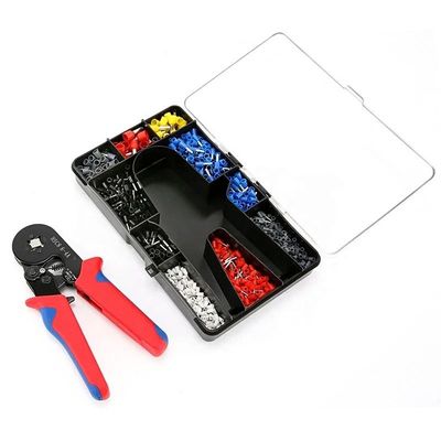 Tang Mini Crimping Manual dengan Berbagai Jenis Terminal 1200pcs Perlengkapan Tang Crimping Ferrule Kawat Mini Terisolasi Listrik Rumah Tangga