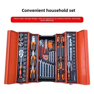 Set Kombinasi Kotak Alat Besi 85 Piece Mesin Perbaikan Tiga Lapisan Lipat Sleeve Set untuk Alat