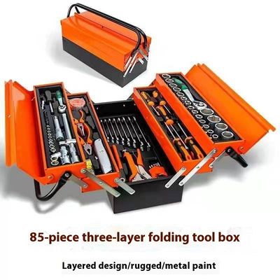 Set Kombinasi Kotak Alat Besi 85 Piece Mesin Perbaikan Tiga Lapisan Lipat Sleeve Set untuk Alat