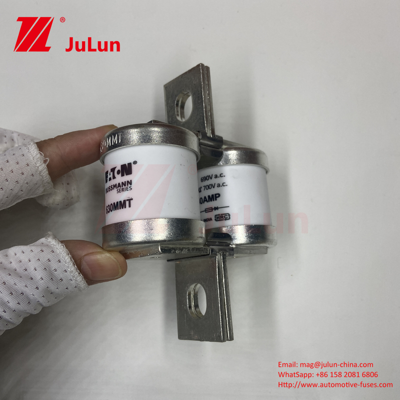 BUSSMANN 630MMT 690V Keramik Tembaga Fuse Otomotif M6/M8 Instalasi 630A Fuse Keamanan Listrik