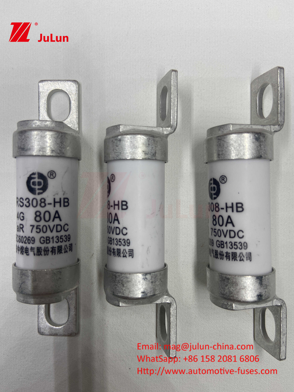 100A80A 750VDC Energi penyimpanan 10A 25A 30A 50AEV Tegangan Micro Fuse Dengan Perlindungan Cerdas Untuk Sistem Traksi Listrik