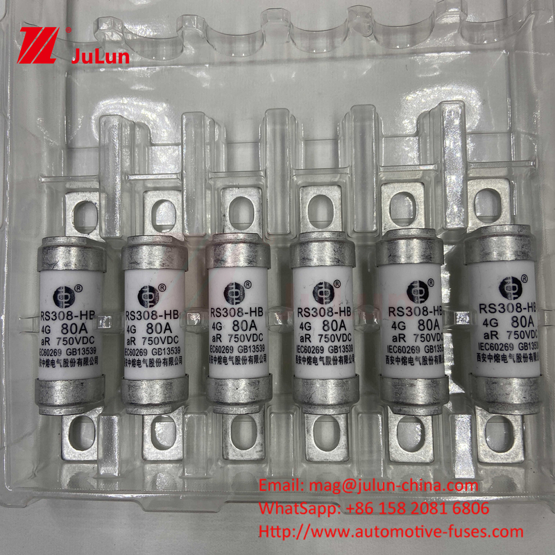 Keandalan FUSE Lingkungan Kendaraan Listrik Sesuai dengan ISO8820, JASO D622 Dan GB/T31465 30A 40A 50A 80A 750VDC