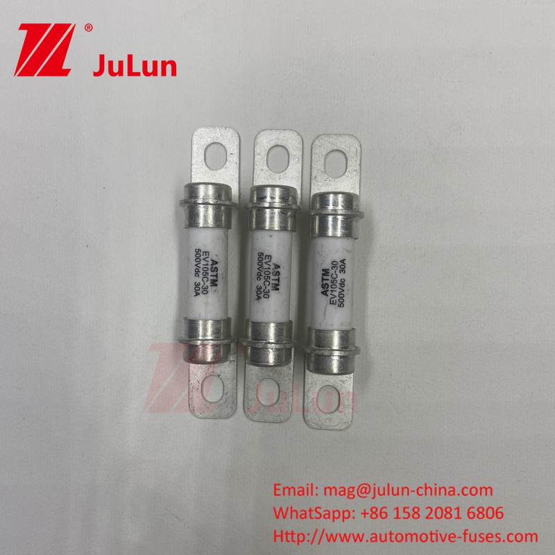 Sistem penyimpanan energi Fuse 15A Keramik tabung High Break 30A Safety Protection Fuse Kendaraan listrik 500VDC