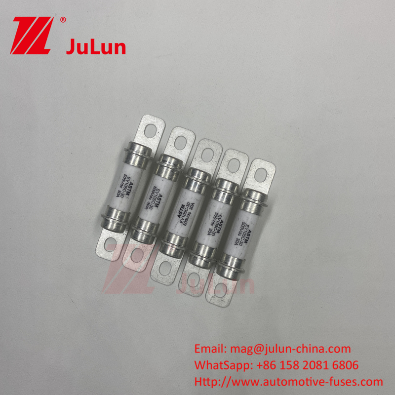 30A 20A Tabung Keramik M6 Bolt Tipe 15A Fuse Kendaraan Listrik Kendaraan Listrik 500VDC ESS Fuse Keramik
