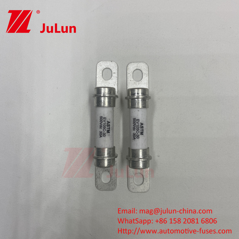 Fuse Cepat Bolted 500VDC 5A 15A 30A 40A 10A 20A Sistem Konversi Daya Keramik Mendorong Fuse Sistem Daya