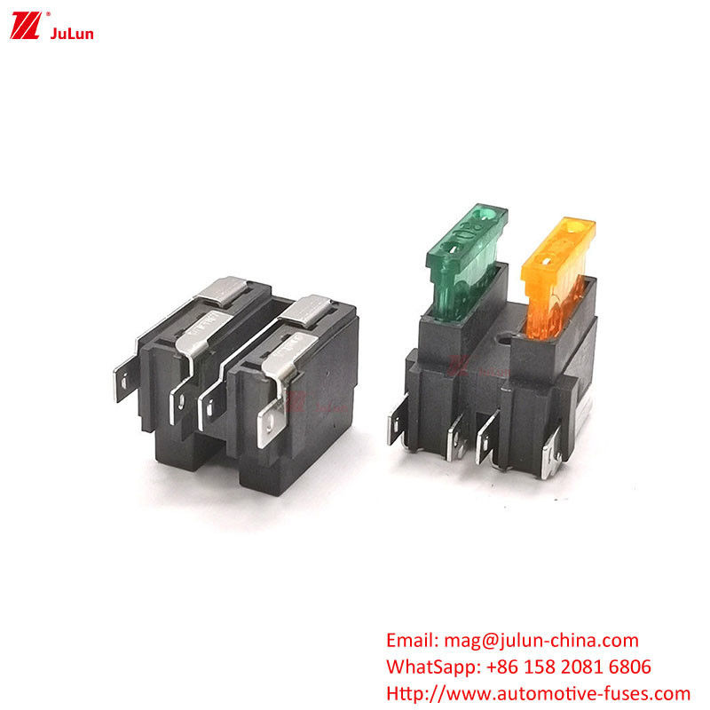 32V Tegangan Nominasi Tembaga Kontak Otomatis Reset Pemutus Sirkuit 30A-500A Car Fuse Holder Nylon Plastik
