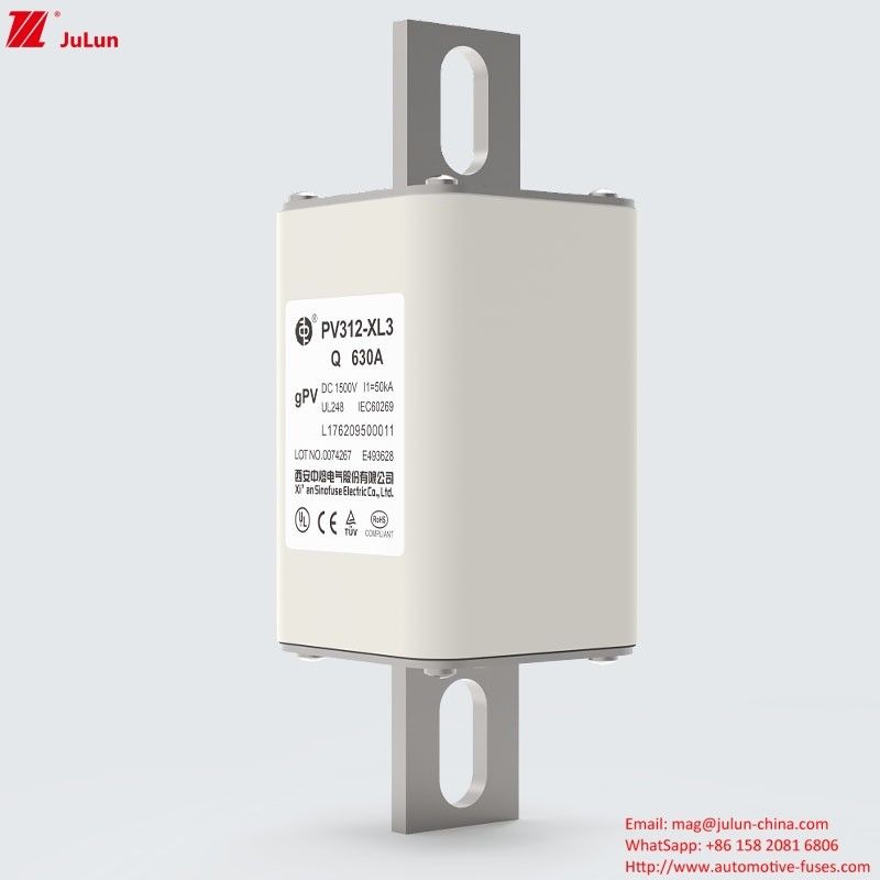PV312-XL3-Q 630A Fuse Perlindungan Photovoltaic dengan UL TUV CE RoHS persetujuan