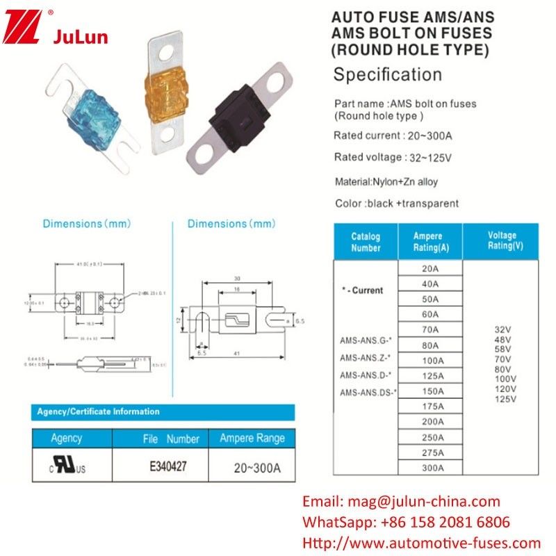 30-200A Fuse mobil persegi untuk Perlindungan Sistem Tenaga Listrik Portable EV Charger Peralatan Audio Mobil