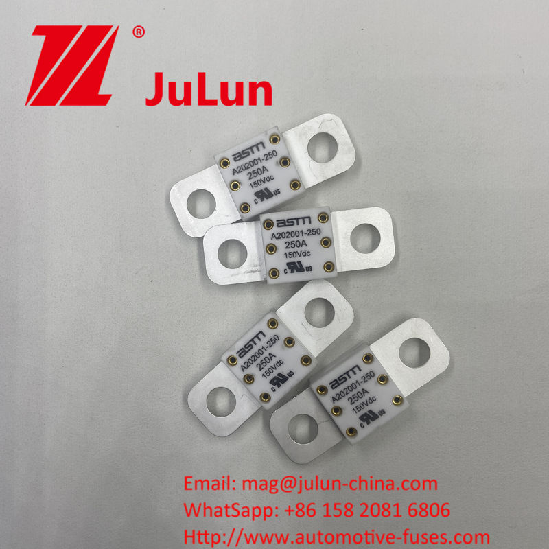 Fuse Keramik Automotive ASTM untuk Sistem Traksi EV Karakteristik Listrik A202001 100A 150VDC