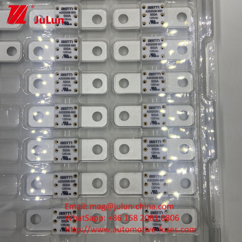 A202008 ASTM 350A 125VDC Fuse Keramik Otomotif Karakteristik Listrik 1.0In 4 Jam 3.0In 10s Max Ukuran Kecil untuk Perlindungan Sirkuit Singkat