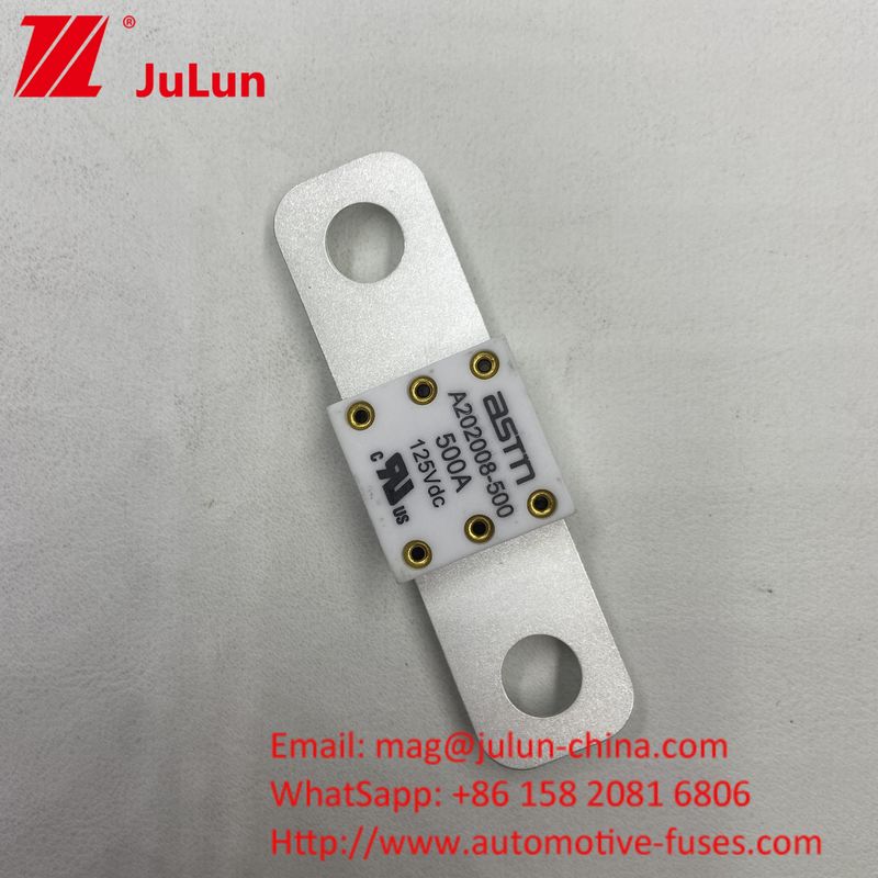 ASTM 400A 125VDC Keramik Metal Baterai Mobil Fuse Untuk Industri Otomotif 68 * 17.7 * 12mm