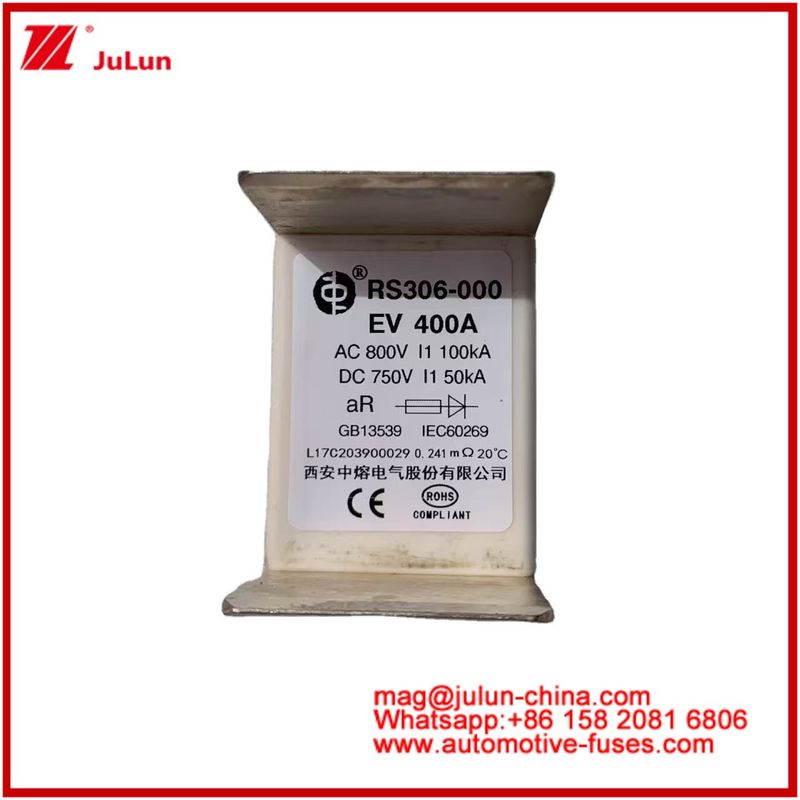 Kategori Penggunaan EV 400A AC800V 100KA DC750V 50KA Tabung Keramik Fuse Perlindungan Sirkuit Otomotif Untuk Kendaraan Listrik