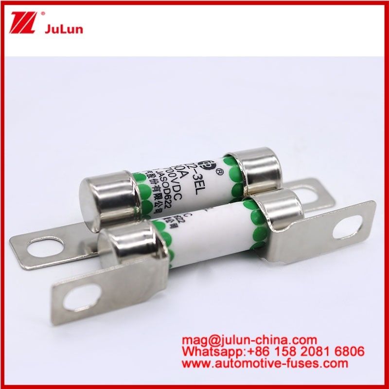 EV322 3EL 30A DC700V Fuse Keramik Tubular Fuse Kendaraan Listrik Bolt Koneksi Struktur Dengan Anti-getaran yang sangat baik Anti-Sok Mekanis Anti-Kimia Beban suhu tinggi