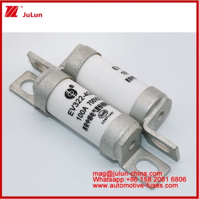 EV322 4GL 100A DC700V EV Atau HEV Kendaraan Listrik Ukuran Kompak Listrik Berkualitas Tinggi Struktur Bolted Fuse Keramik Tubular