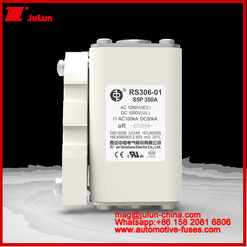 RS306-01-S5P 350A AC1250V DC1000V 50KA Fuse Karemik Persegi Tinggi Listrik Berrendi Kecepatan Pencegahan Sirkuit Singkat