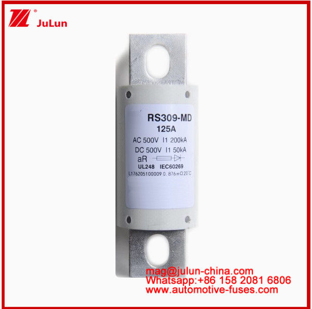 RS309-MD-125A Keramik Auto Fuses 500VAC200KA 500VDC 50KA AR DC Kinerja Struktur Sambungan Bolt Otomotif Tubular